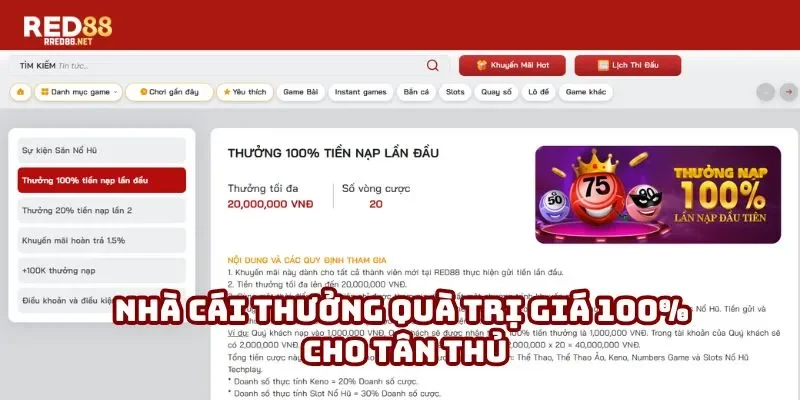 Nhà cái thưởng quà trị giá 100% cho tân thủ Nhà cái thưởng quà trị giá 100% cho tân thủ